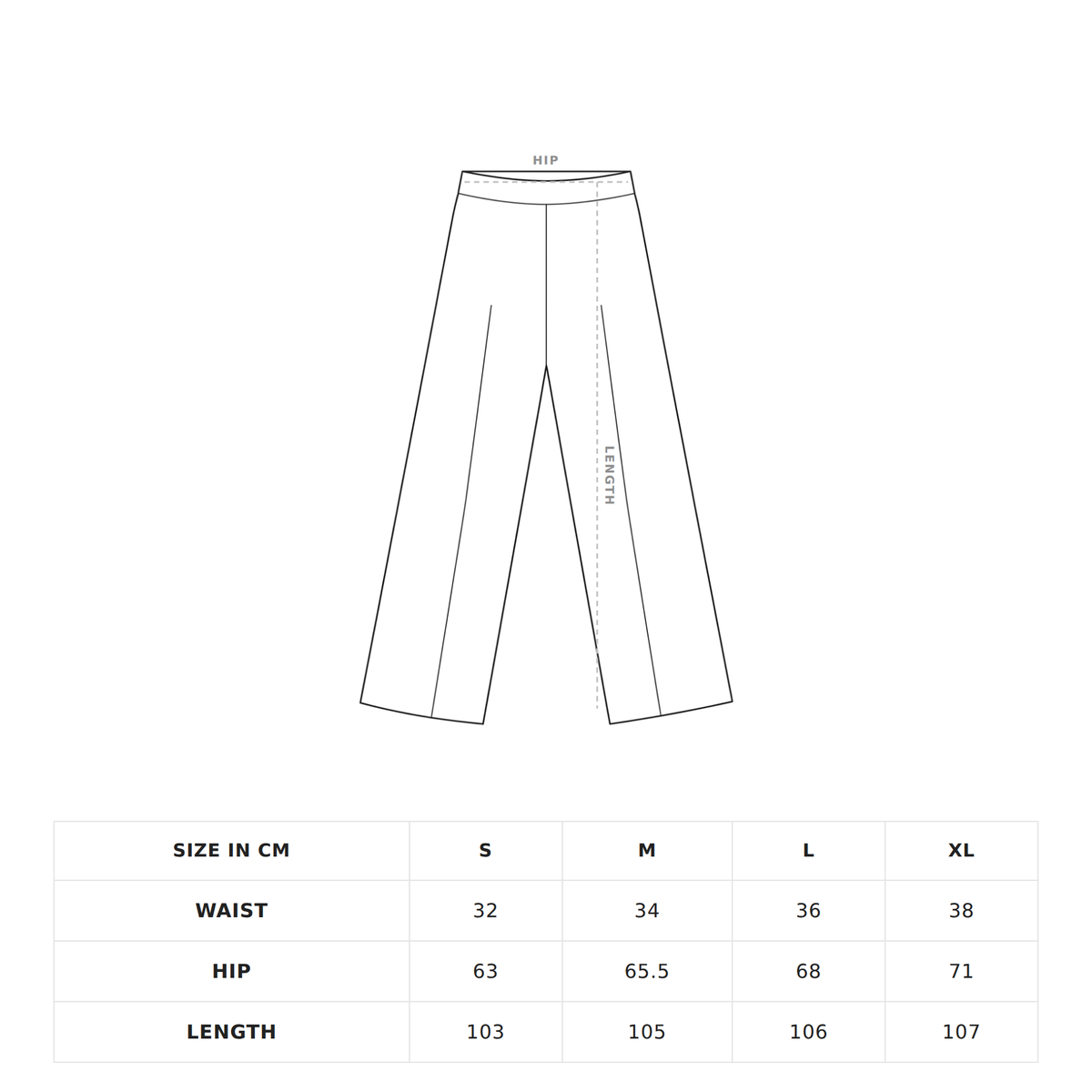 Garment diagram showing where chest and length are measured