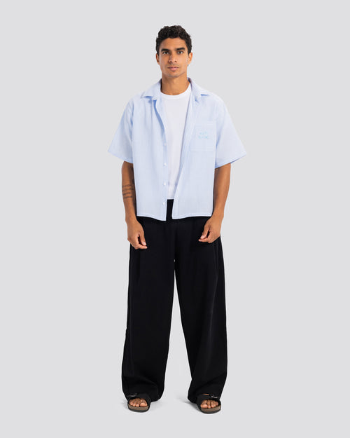 Boxy Embroidered Shirt – Baby Blue – Anti Basic streetwear Egypt