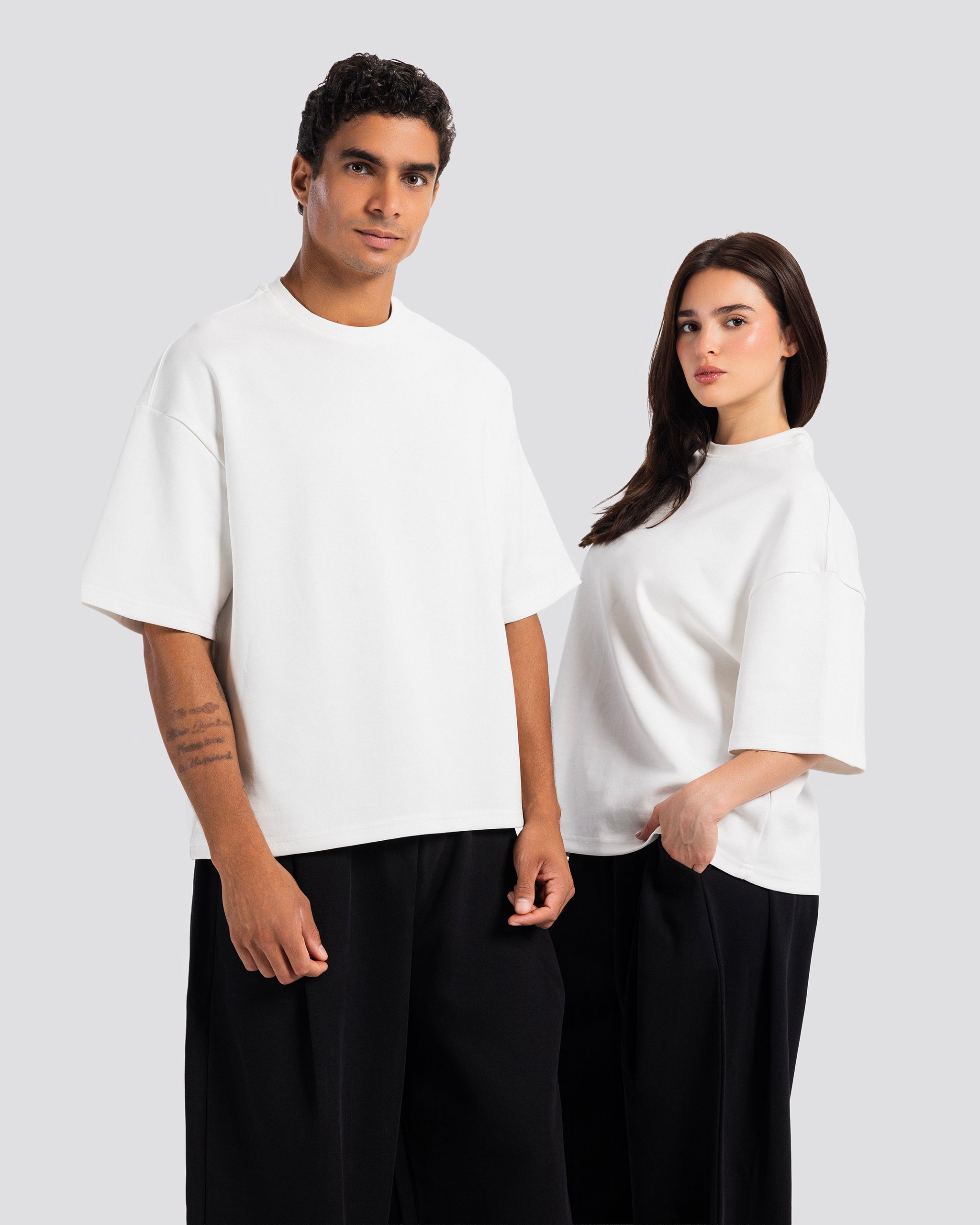 Boxy-Fit Stitched T-Shirt – Off White – Anti Basic streetwear Egypt (photo 12)
