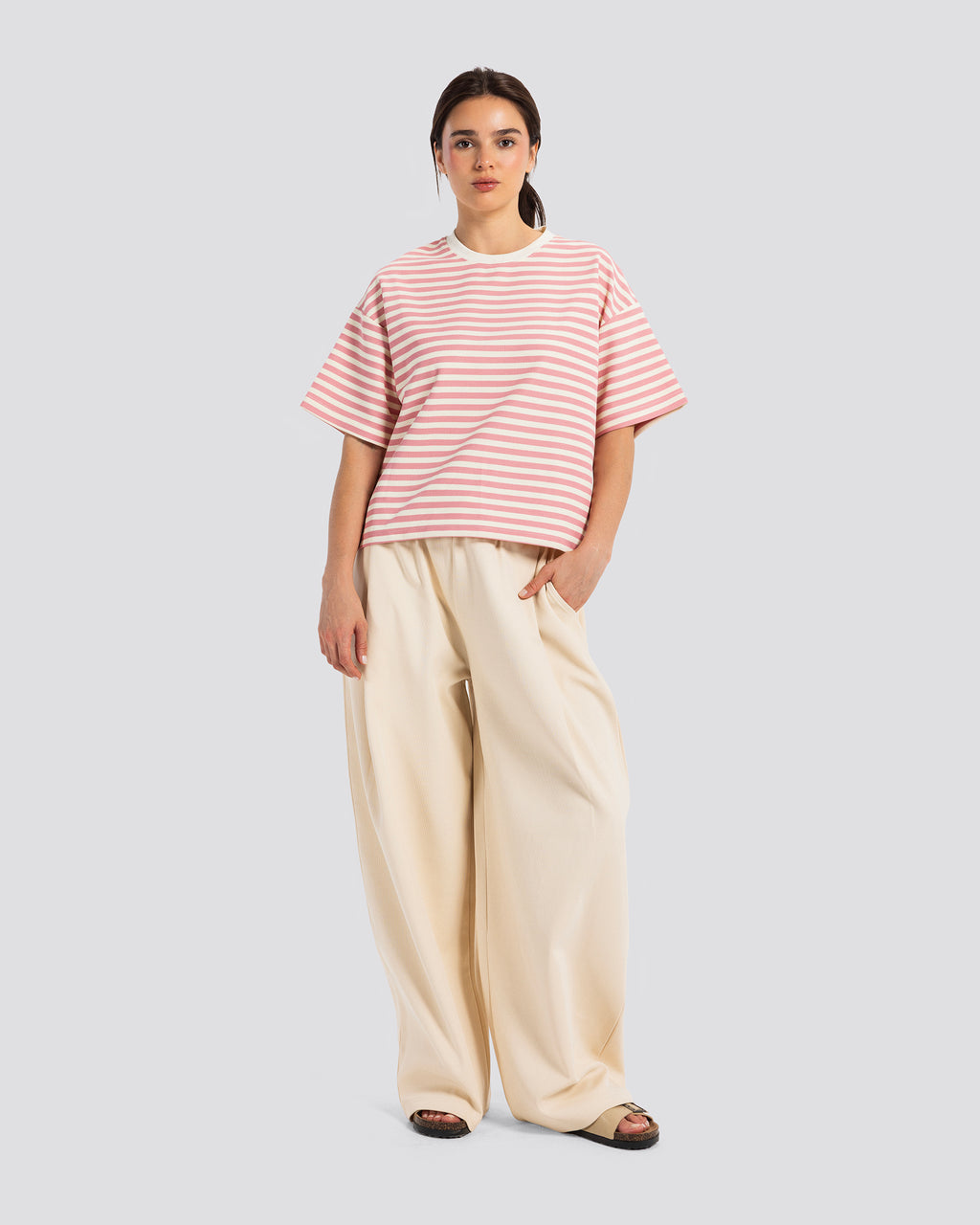 Boxy Fit Striped T-Shirt – Pink – Anti Basic streetwear Egypt