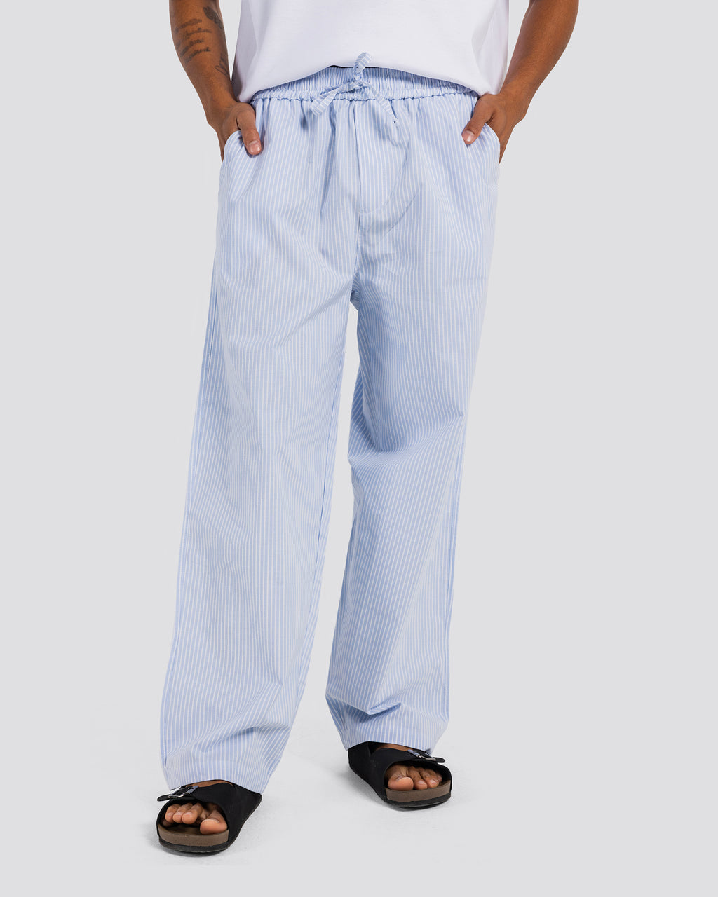 Comfortable Striped Trousers – Baby Blue – Anti Basic streetwear Egypt