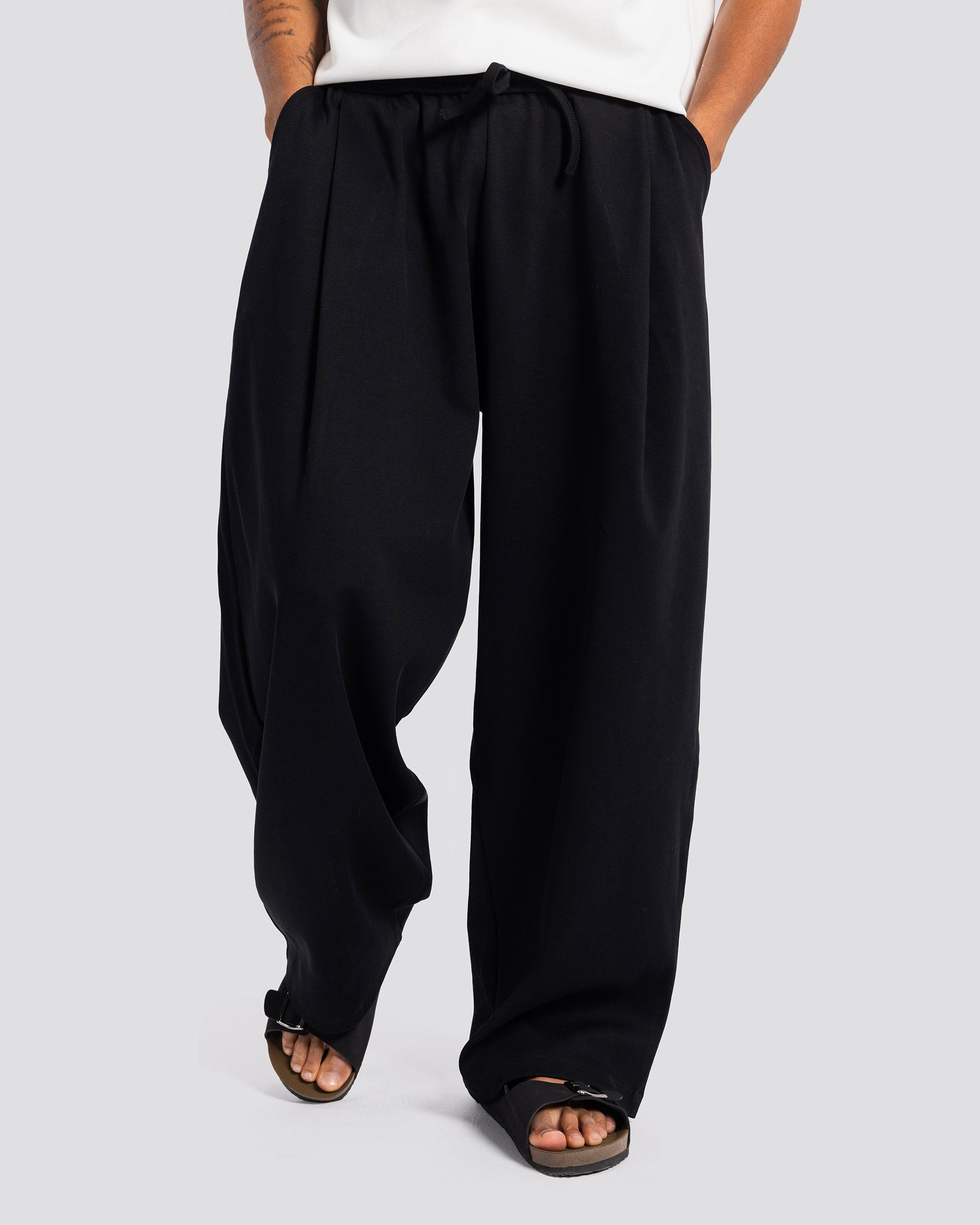 Cotton Two-Tuck Pants – Black – Anti Basic streetwear Egypt