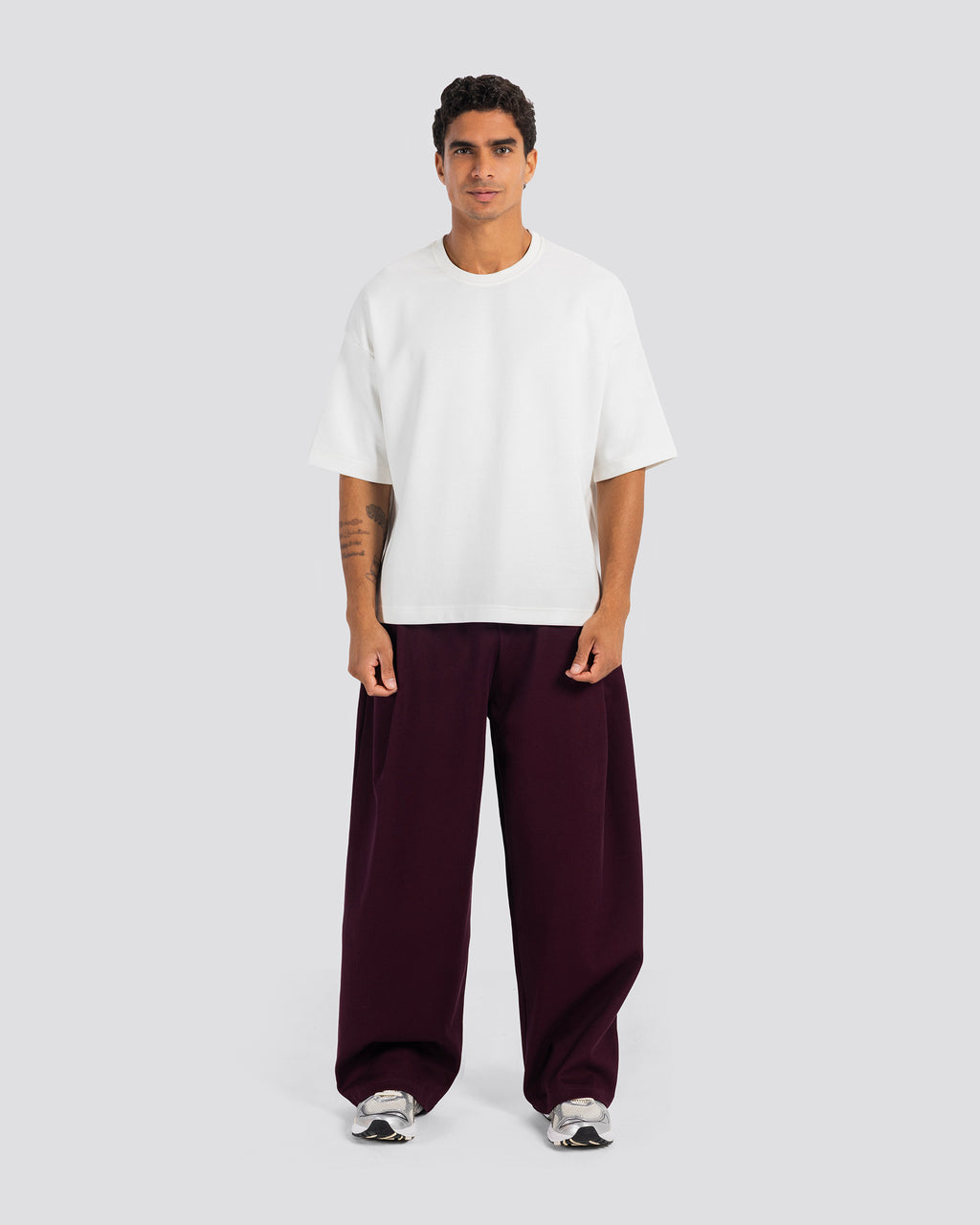 Cotton Two-Tuck Pants – Burgundy – Anti Basic streetwear Egypt (photo 1)