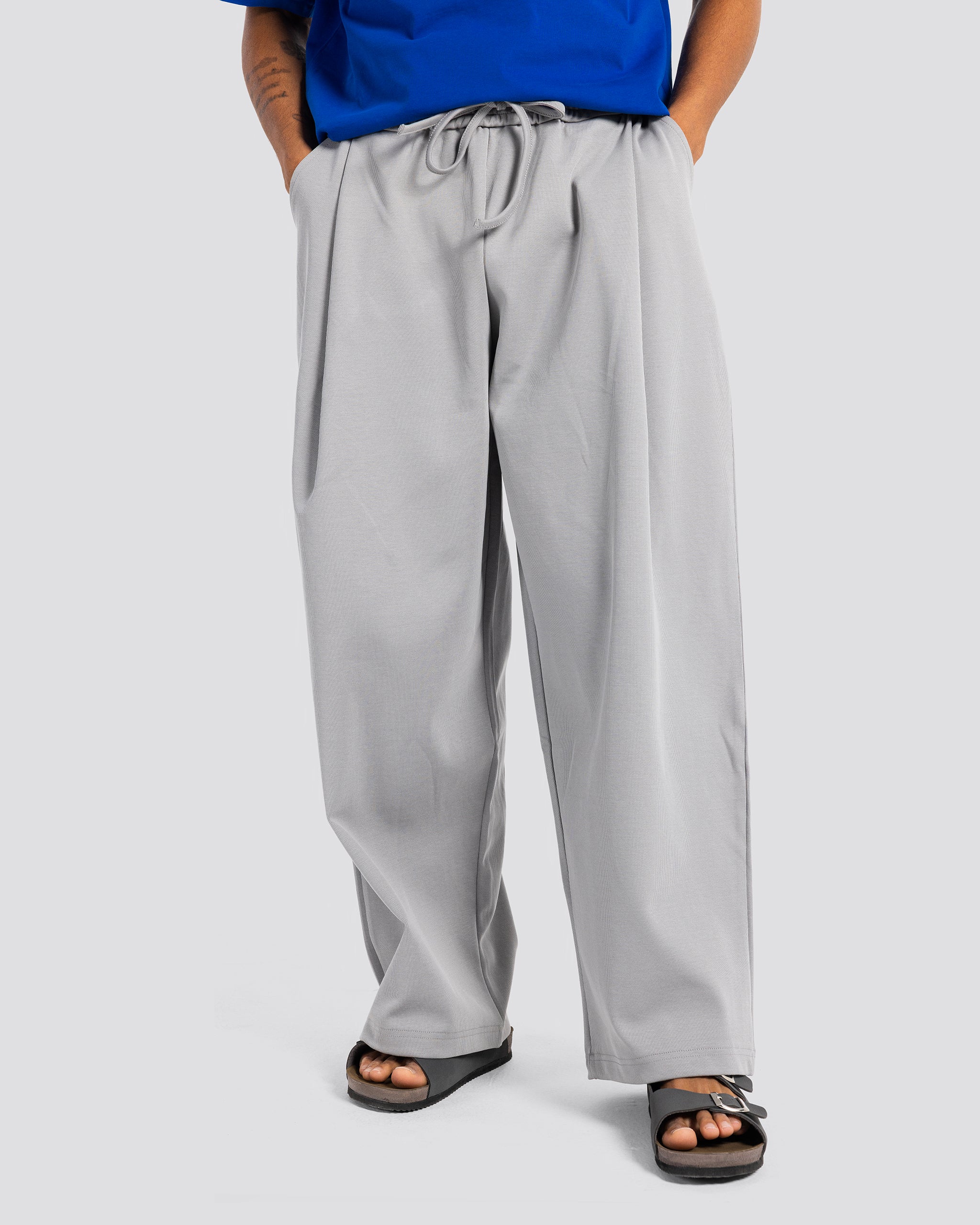 Cotton Two-Tuck Pants – Gray – Anti Basic streetwear Egypt
