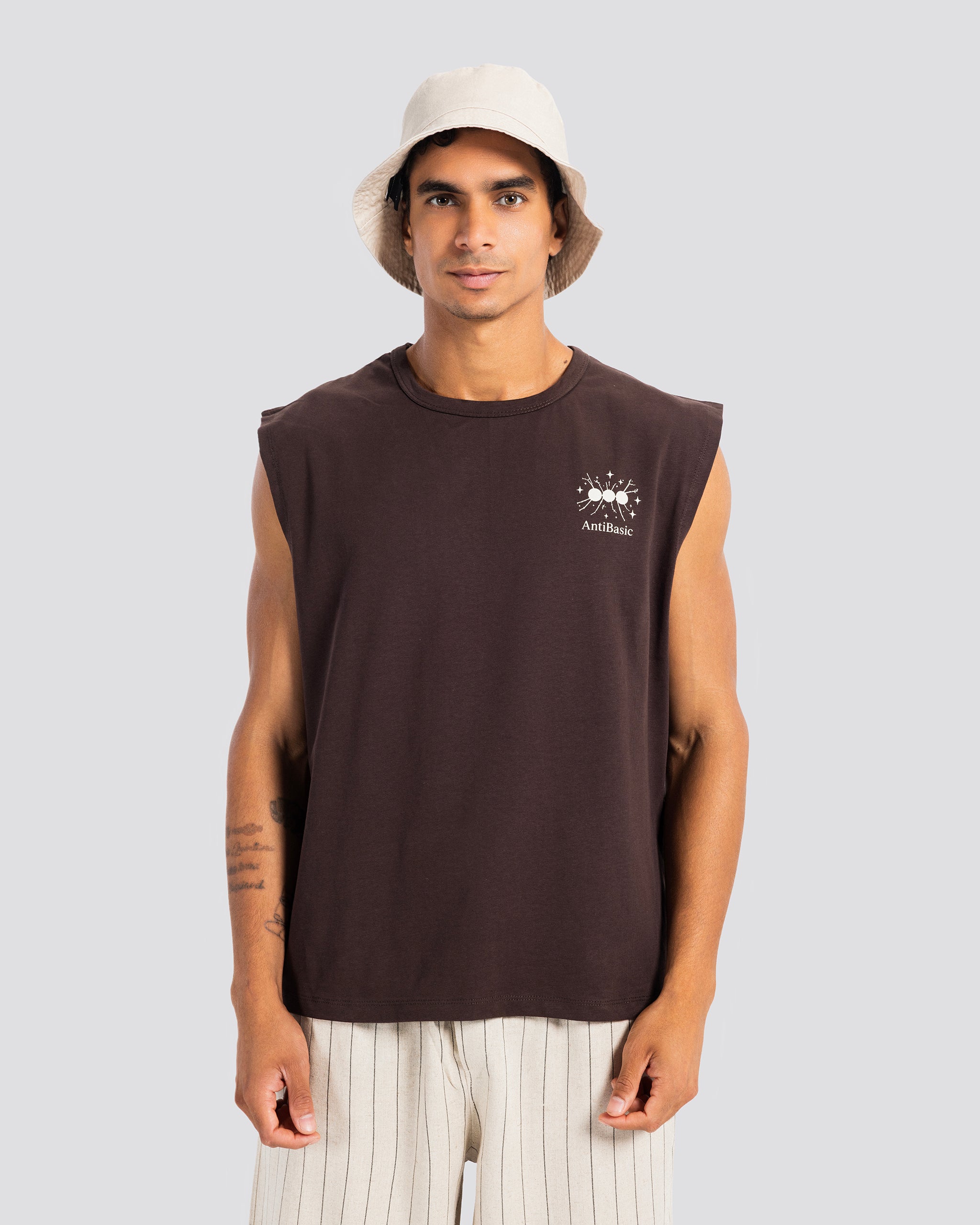 Lightweight Printed Tank – Brown – Anti Basic streetwear Egypt (photo 5)