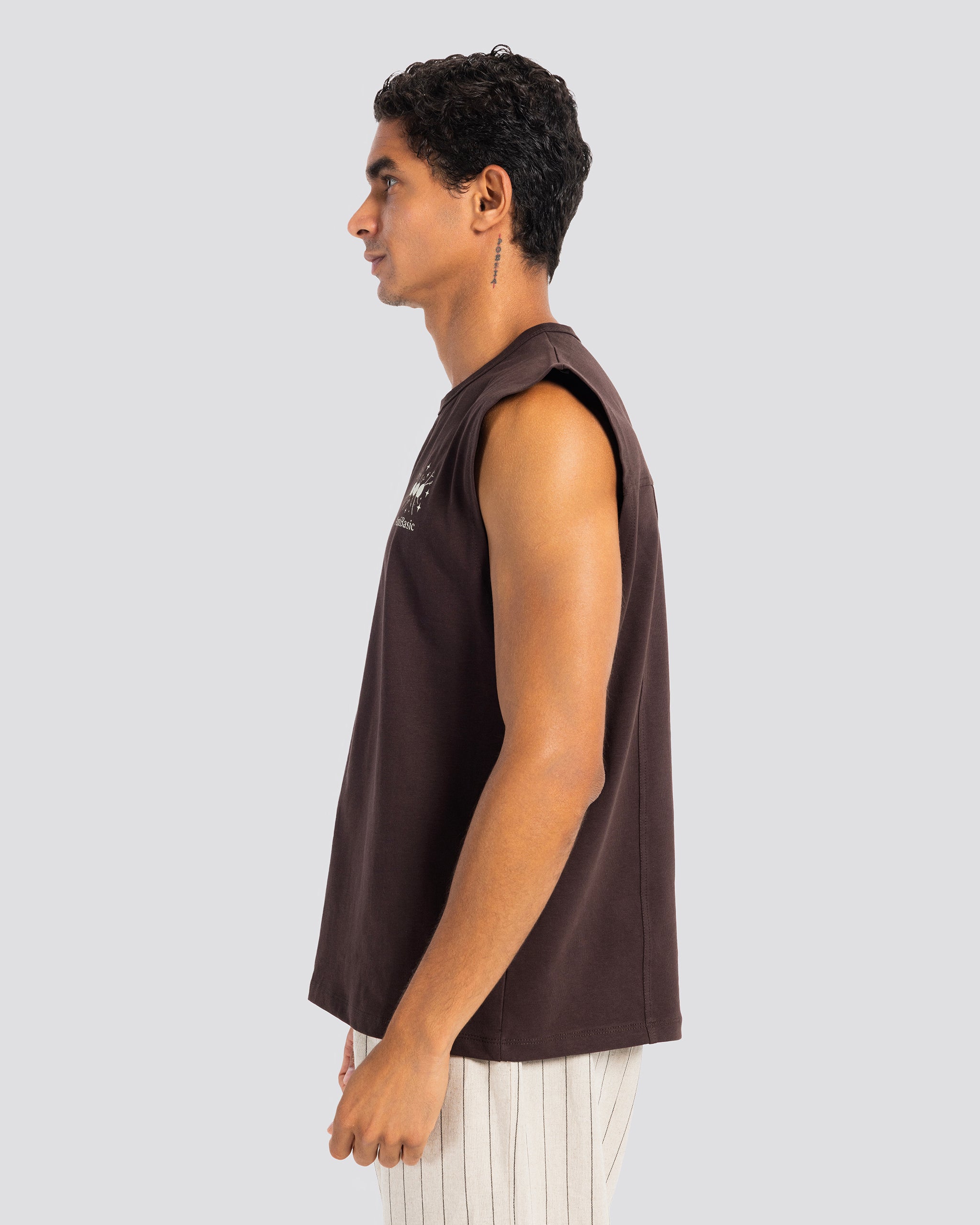 Lightweight Printed Tank – Brown – Anti Basic streetwear Egypt (photo 1)