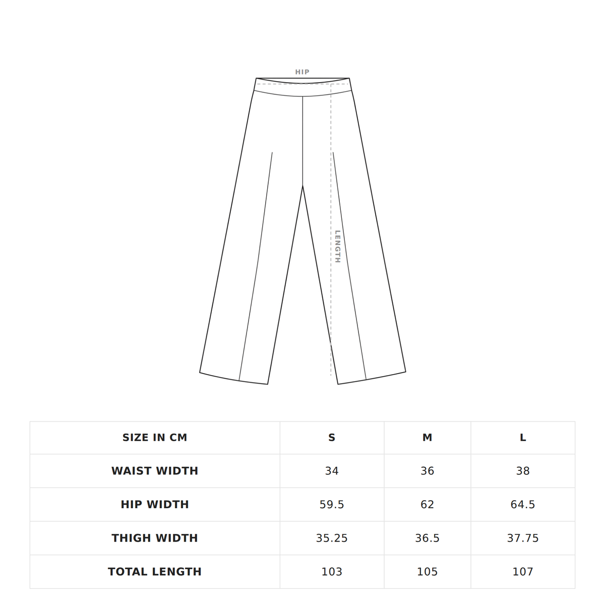 Garment diagram showing where chest and length are measured