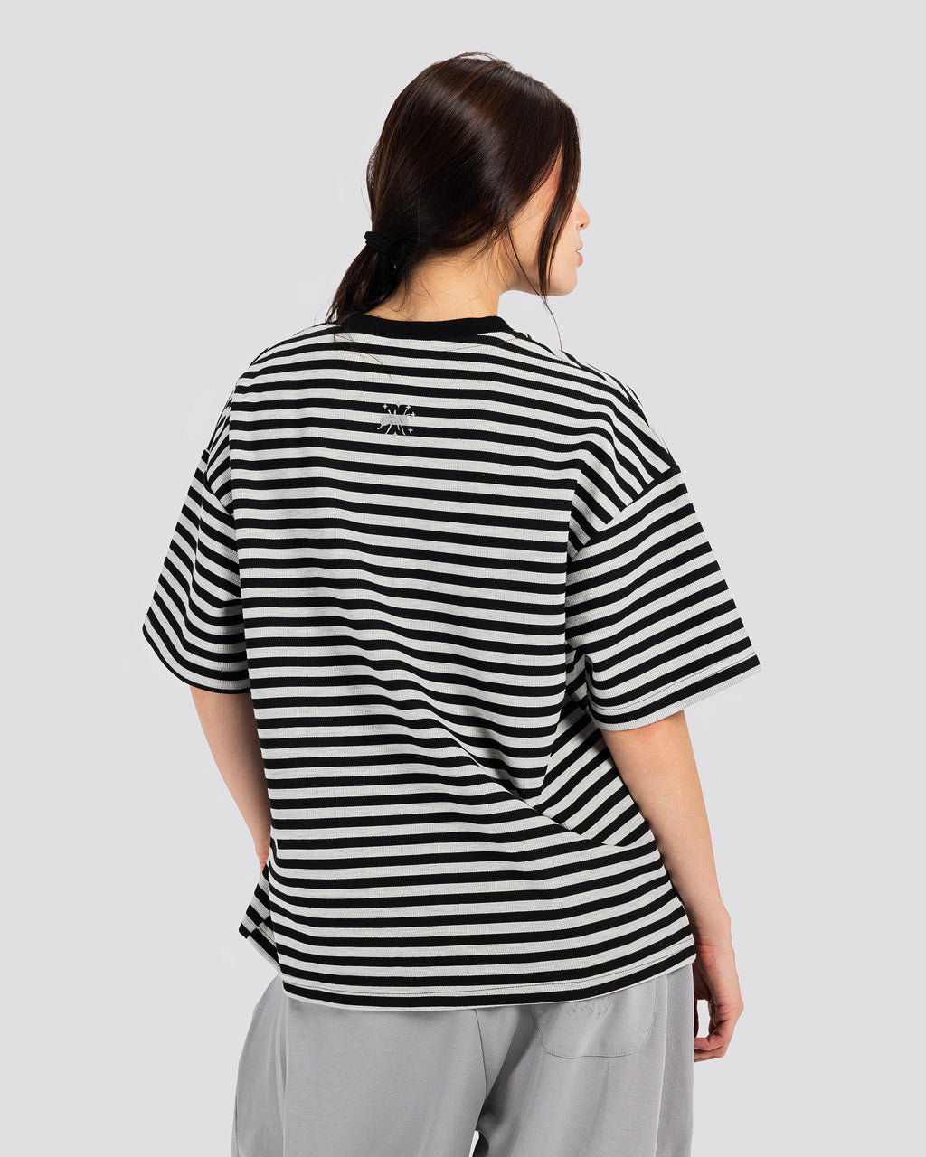 Relaxed Fit Striped T-Shirt - Gray