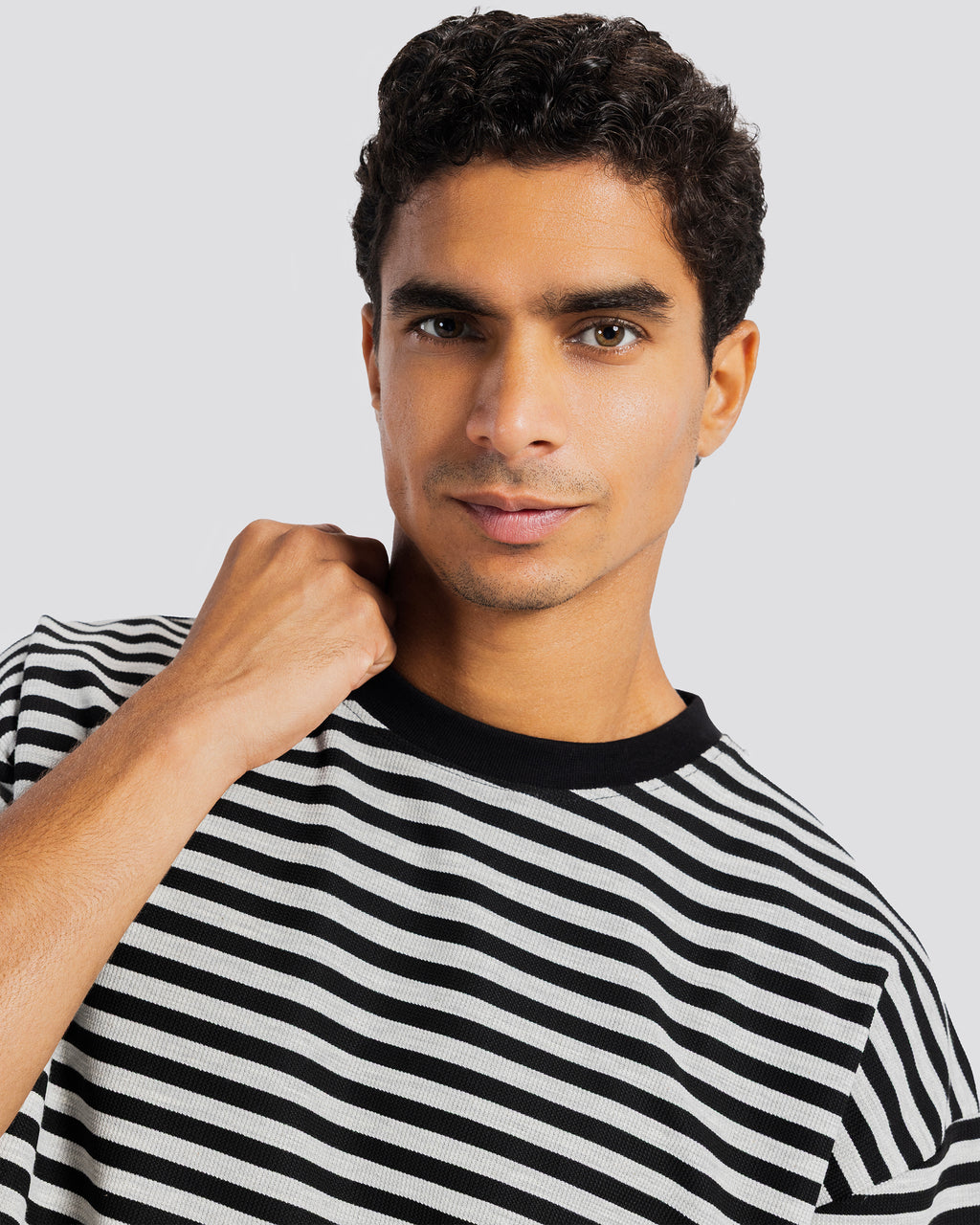 Relaxed Fit Striped T-Shirt - Gray