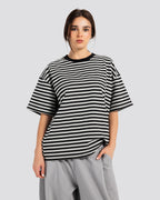 Relaxed Fit Striped T-Shirt - Gray