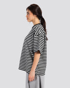 Relaxed Fit Striped T-Shirt - Gray