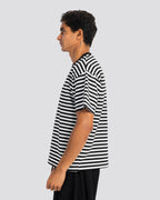 Relaxed Fit Striped T-Shirt – White – Anti Basic streetwear Egypt (photo 2)