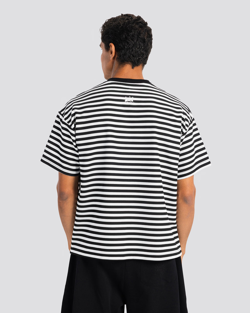 Relaxed Fit Striped T-Shirt – White – Anti Basic streetwear Egypt (photo 3)