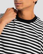 Relaxed Fit Striped T-Shirt – White – Anti Basic streetwear Egypt (photo 1)