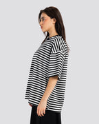 Relaxed Fit Striped T-Shirt – White – Anti Basic streetwear Egypt (photo 6)