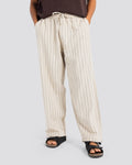 Wide-leg striped linen trousers – Beige – Anti Basic streetwear Egypt