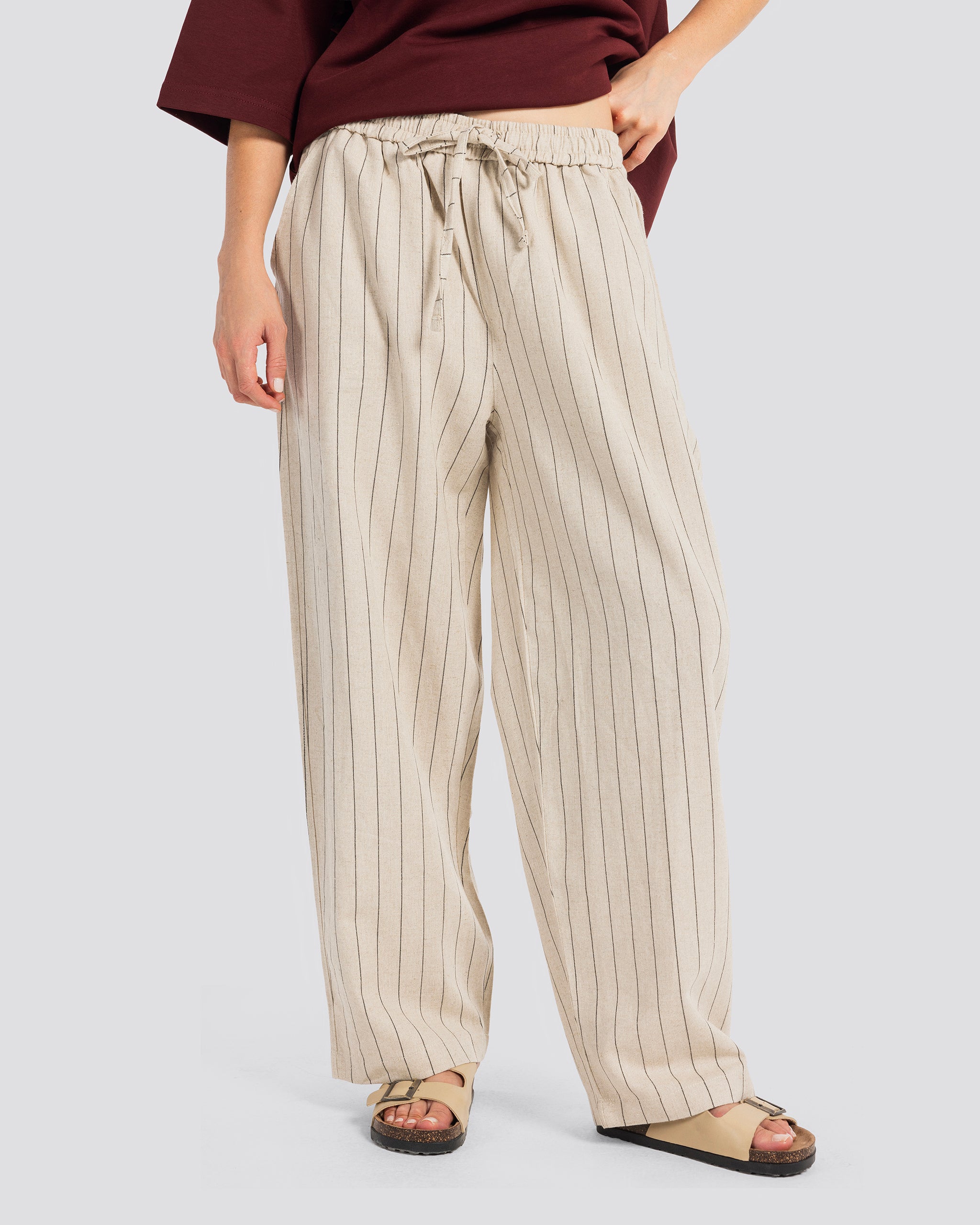 Wide-leg striped linen trousers – Anti Basic streetwear Egypt (photo 6)
