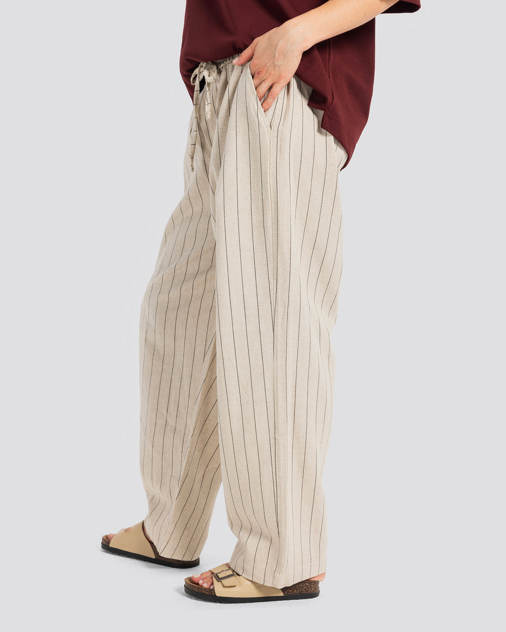 Wide-leg striped linen trousers – Anti Basic streetwear Egypt (photo 7)