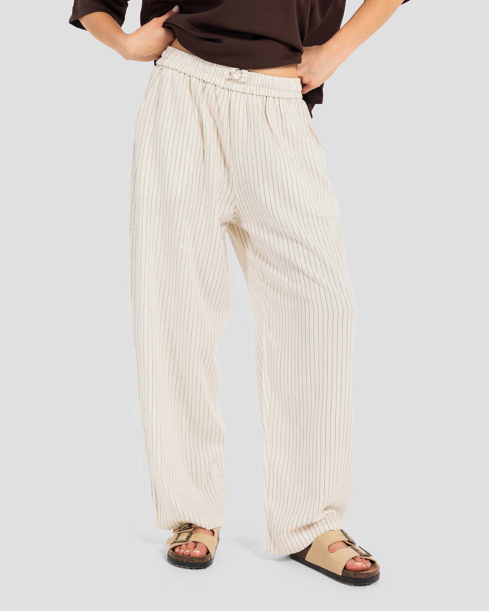 Relaxed Striped Linen Trousers – Anti Basic streetwear Egypt (photo 6)