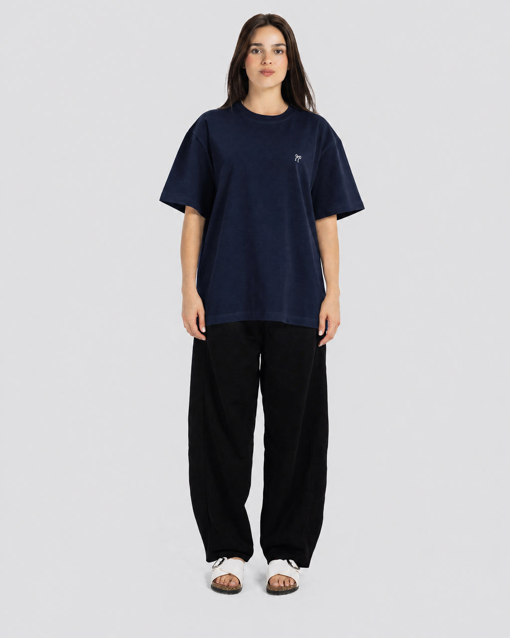Ribbon Bow Oversize T-Shirt – Navy – Anti Basic streetwear Egypt
