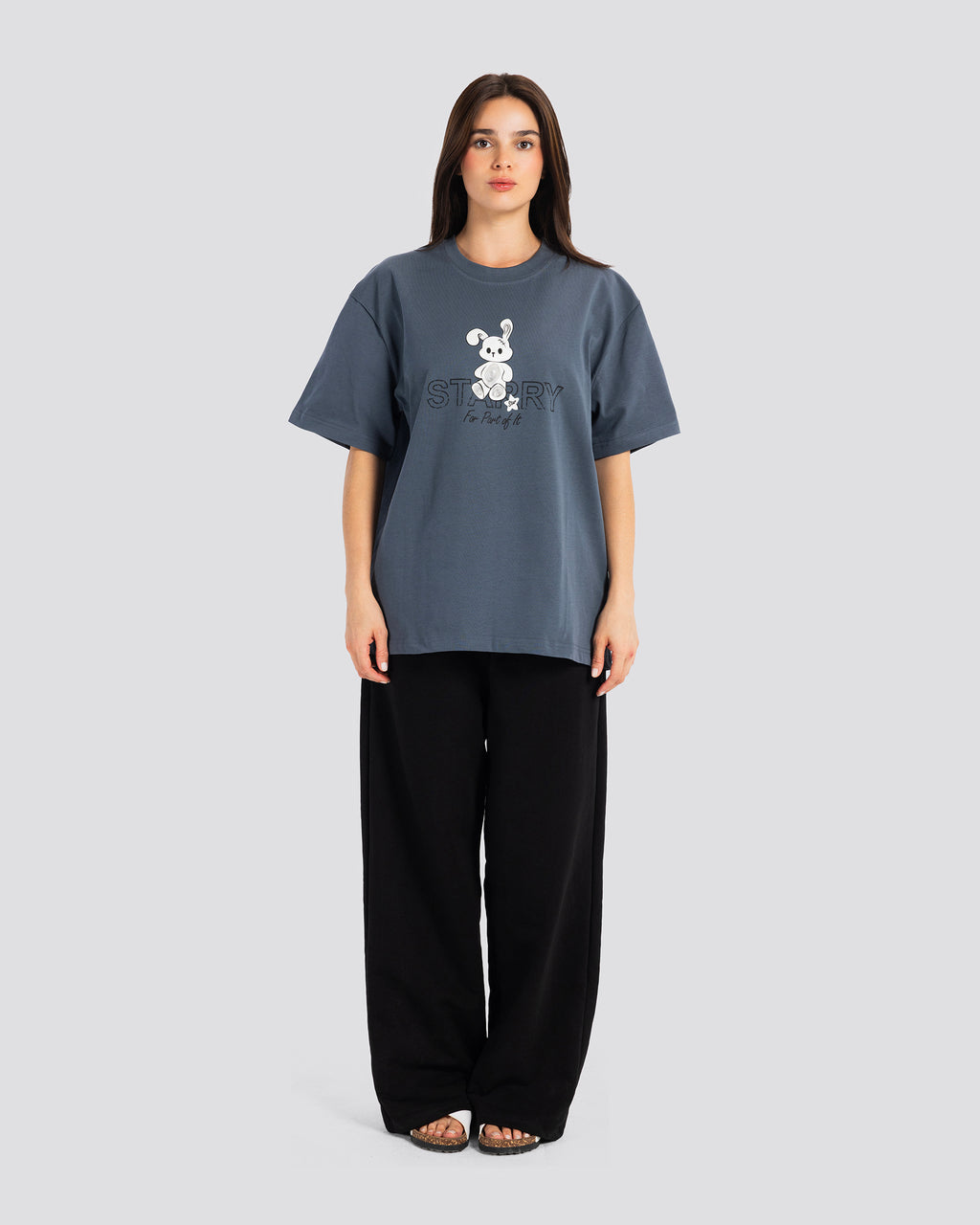 Starry Oversize T-Shirt – Gray – Anti Basic streetwear Egypt