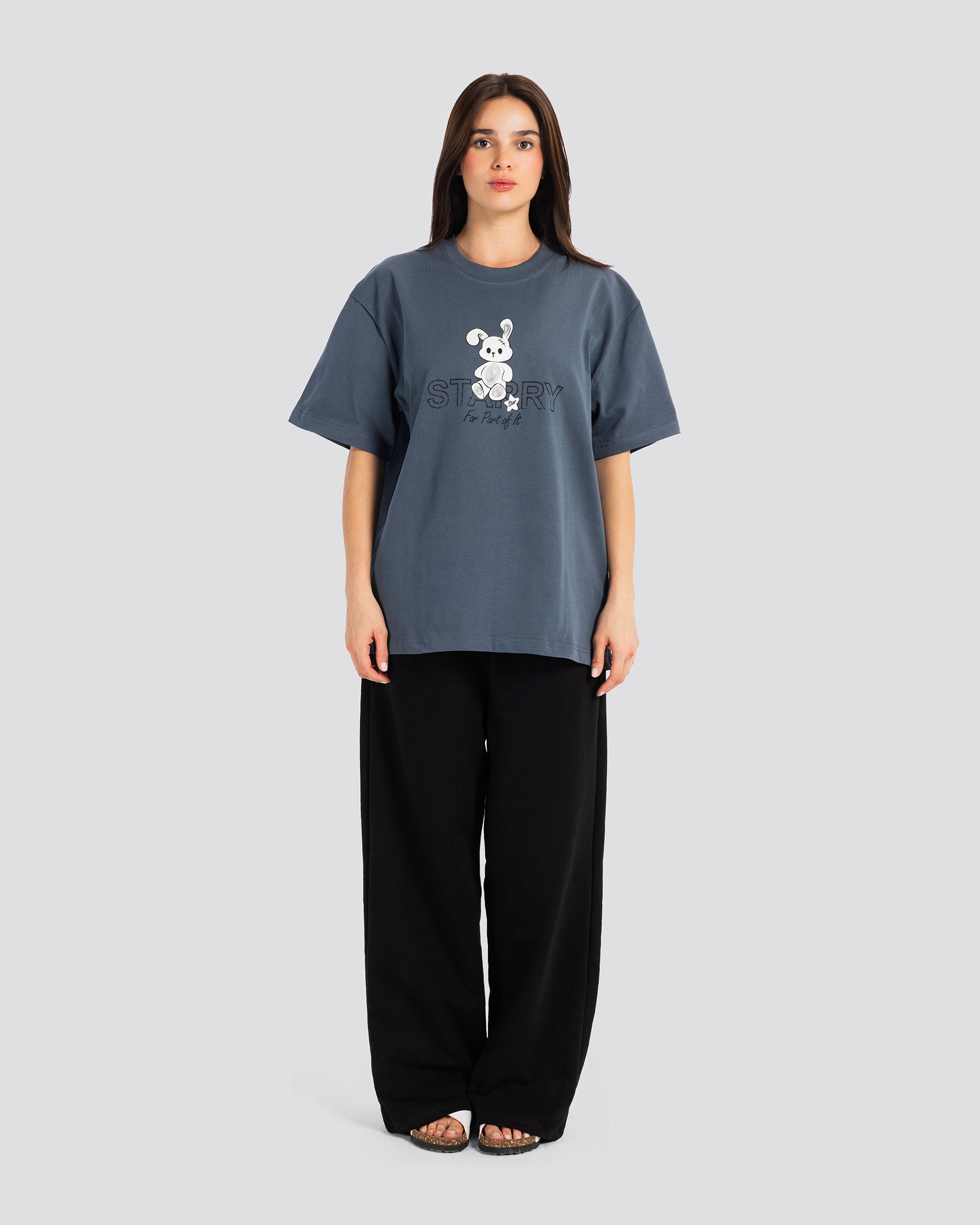 Starry Oversize T-Shirt – Gray – Anti Basic streetwear Egypt