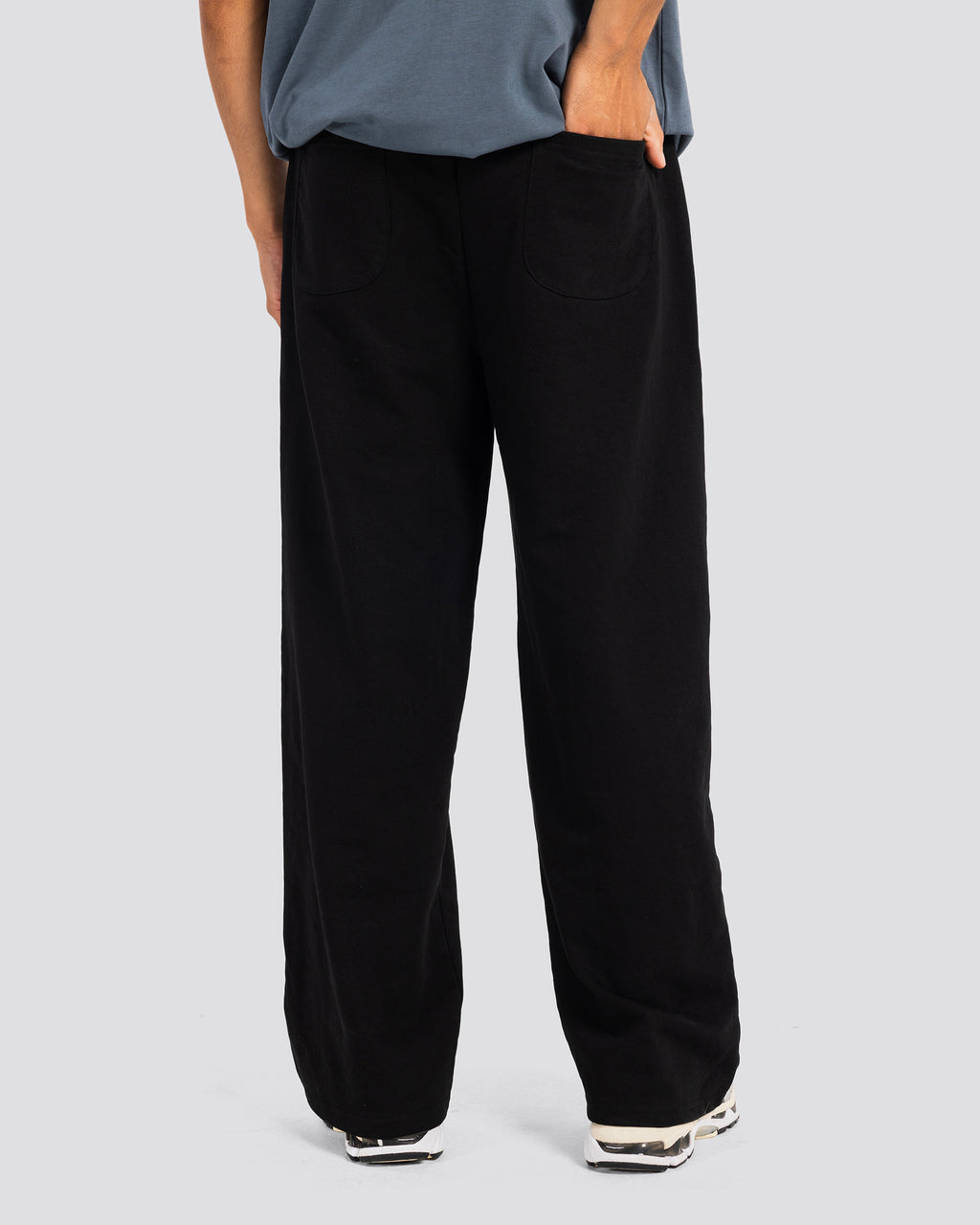 Wide-Leg Sweat Pants - Black