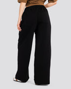 Wide-Leg Sweat Pants - Black