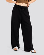 Wide-Leg Sweat Pants - Black