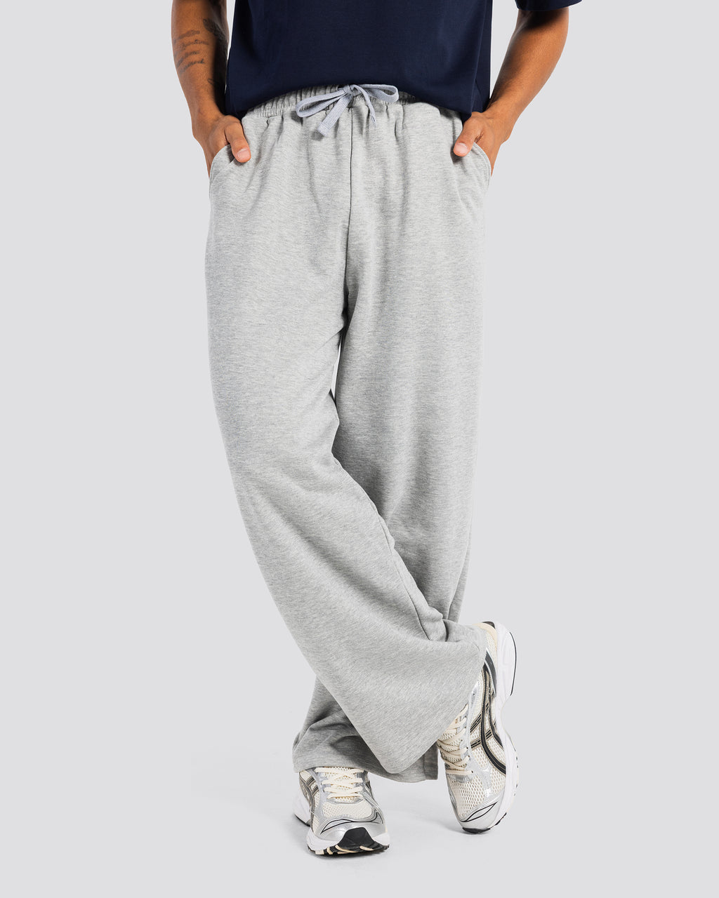 Wide-Leg Sweat Pants – Gray – Anti Basic streetwear Egypt (photo 2)