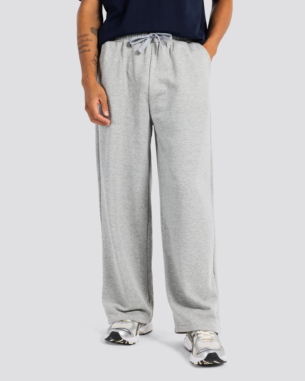 Wide-Leg Sweat Pants – Gray – Anti Basic streetwear Egypt (photo 3)