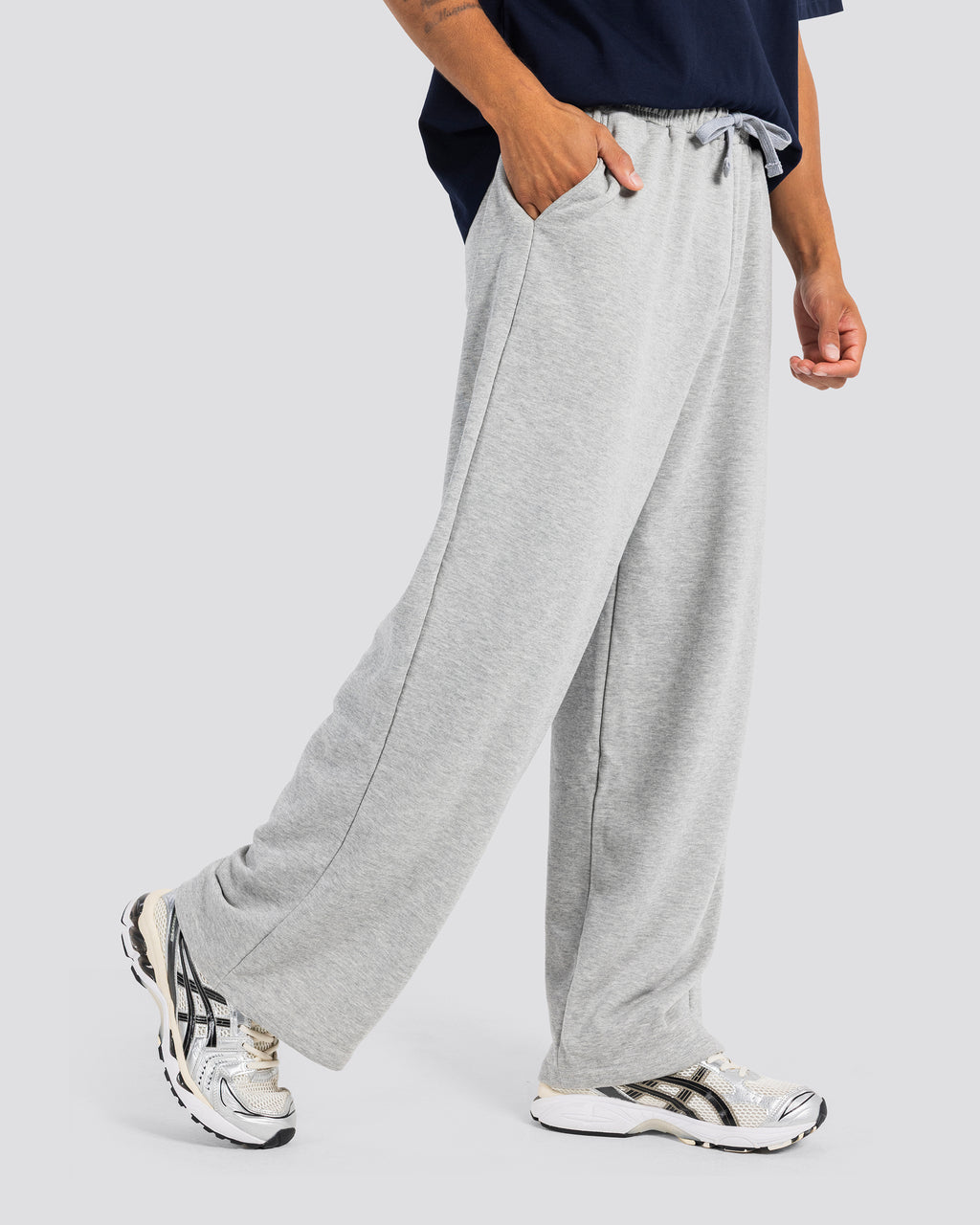 Wide-Leg Sweat Pants – Gray – Anti Basic streetwear Egypt (photo 1)