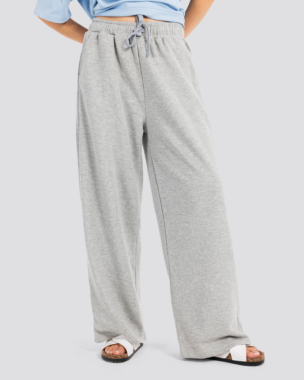 Wide-Leg Sweat Pants – Gray – Anti Basic streetwear Egypt (photo 6)