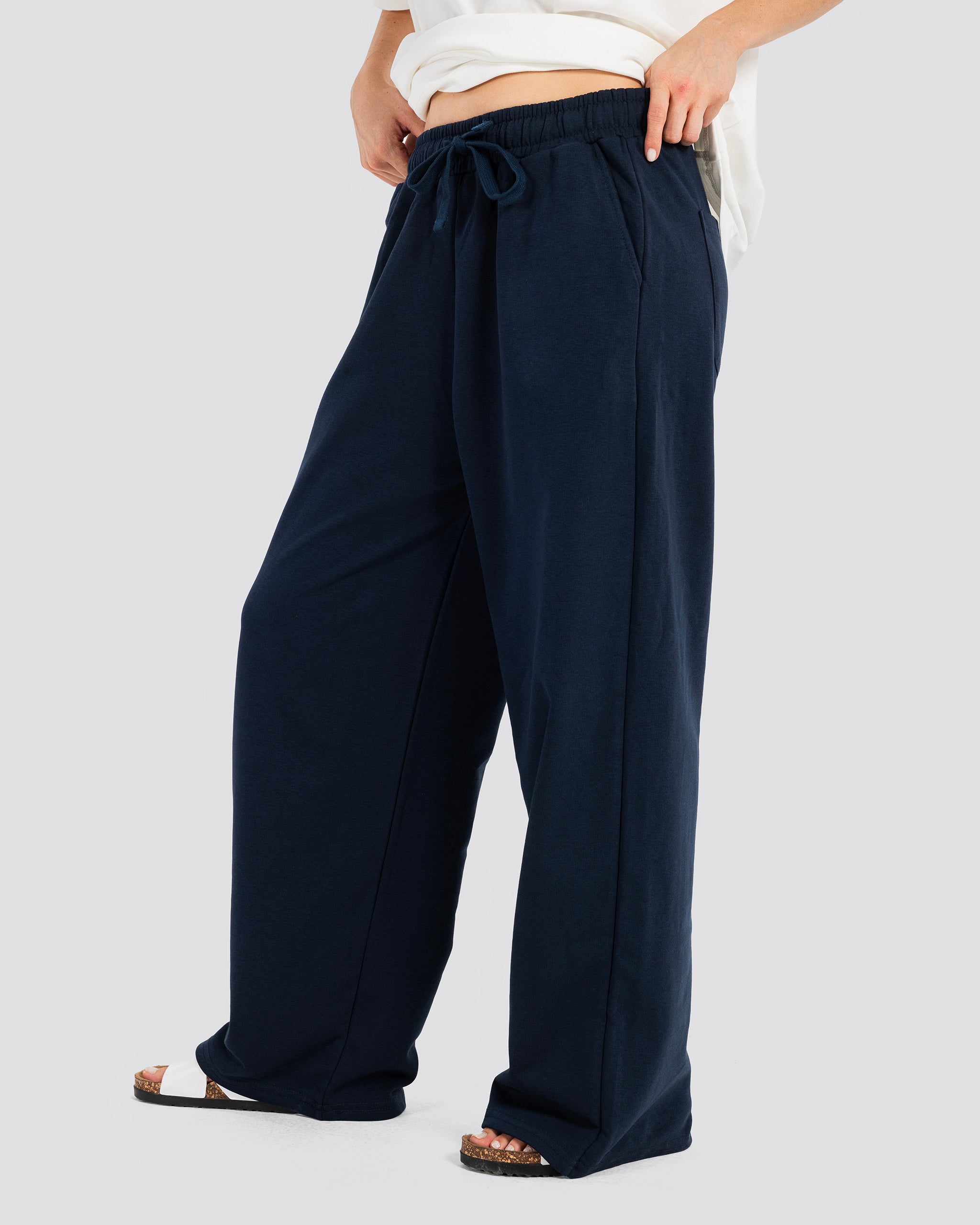 Wide-Leg Sweat Pants - Navy