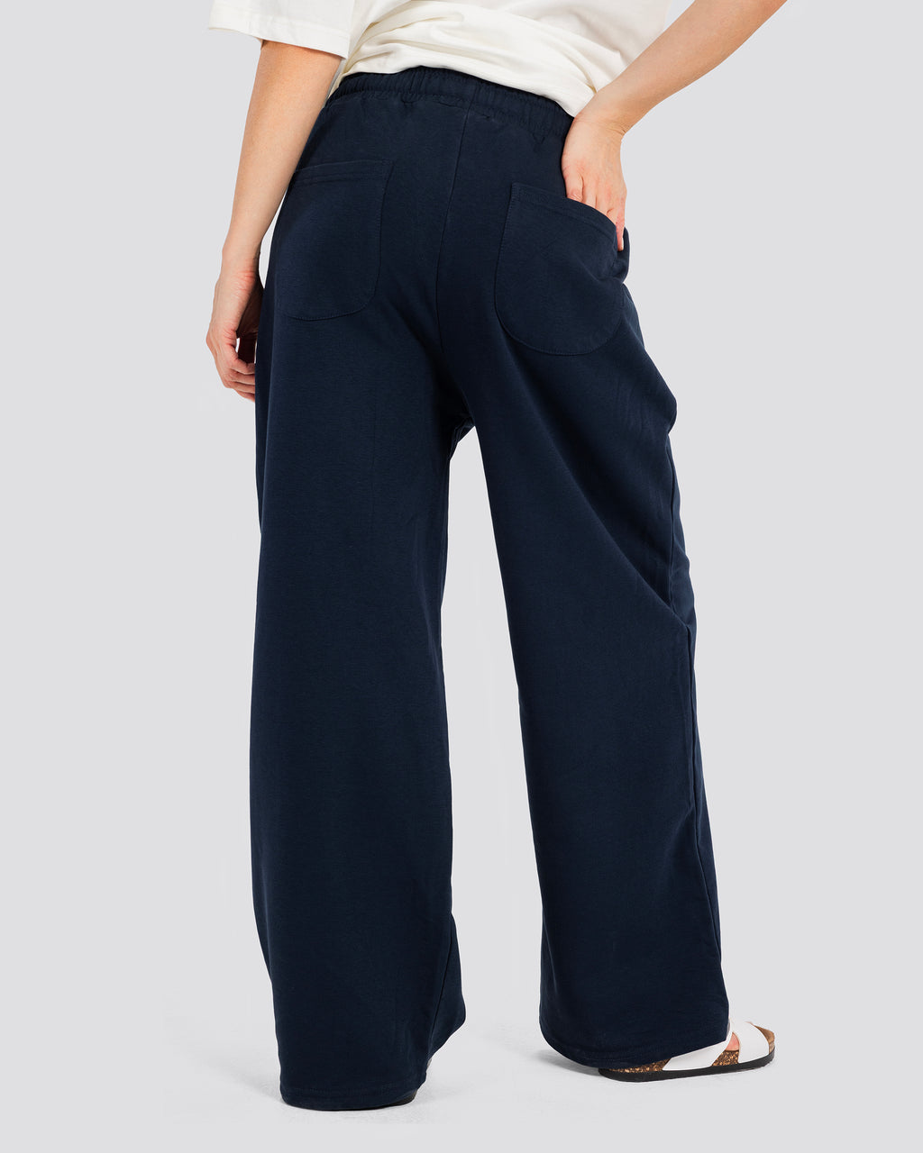 Wide-Leg Sweat Pants - Navy