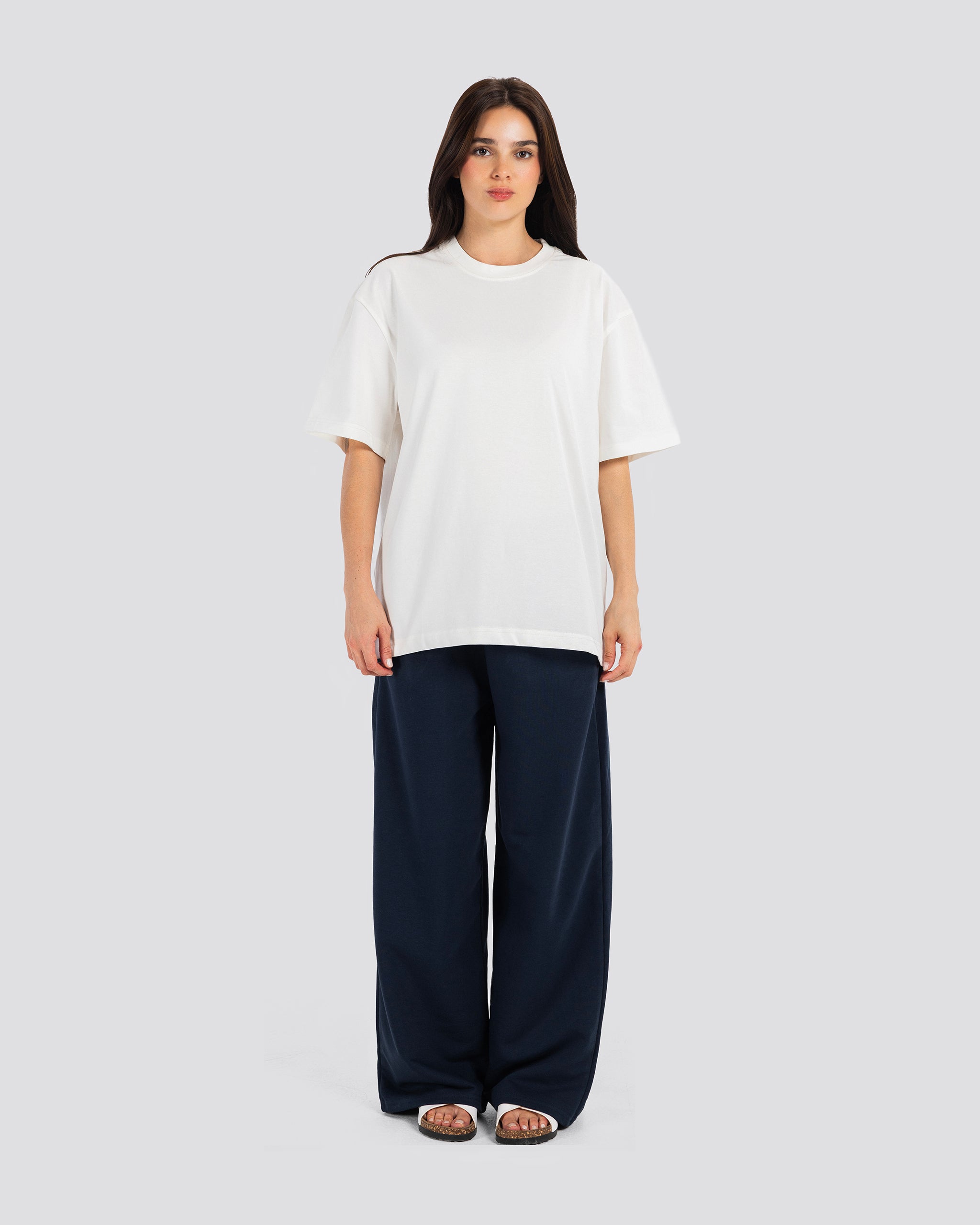 Wide-Leg Sweat Pants - Navy