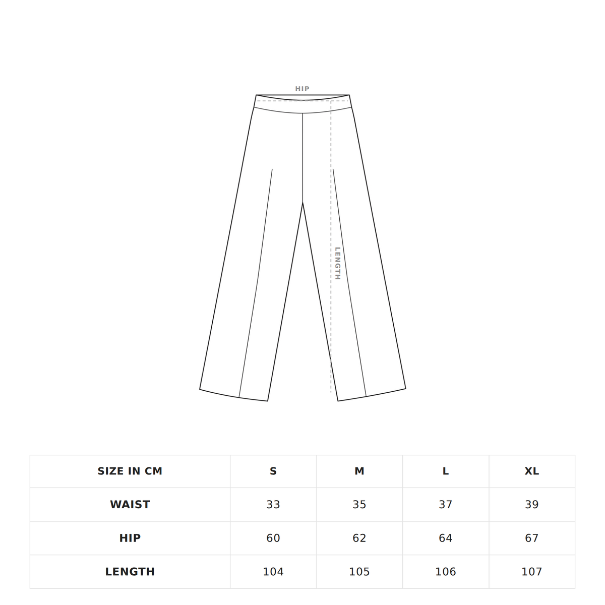 Garment diagram showing where chest and length are measured