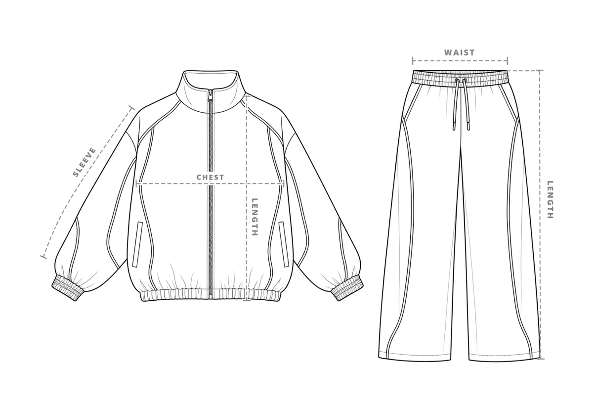 Garment diagram showing where each measurement is taken