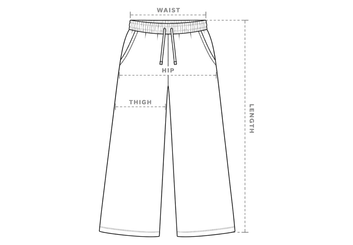 Garment diagram showing where each measurement is taken
