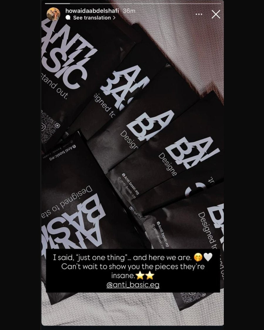 Customer's Instagram story unboxing an Anti Basic order.