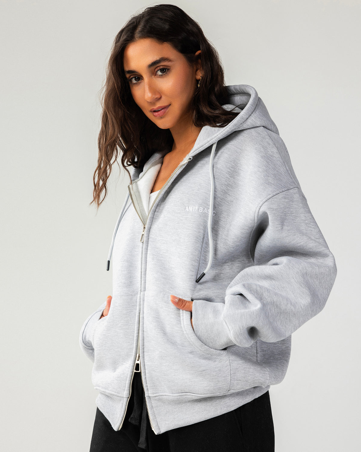 Elevated Zip Hoodie – Gray – Anti Basic streetwear Egypt (photo 2)