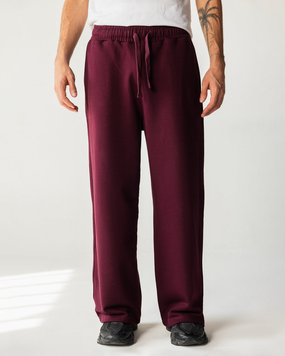 Wide Leg Sweatpants – Burgundy – Anti Basic streetwear Egypt (photo 2)