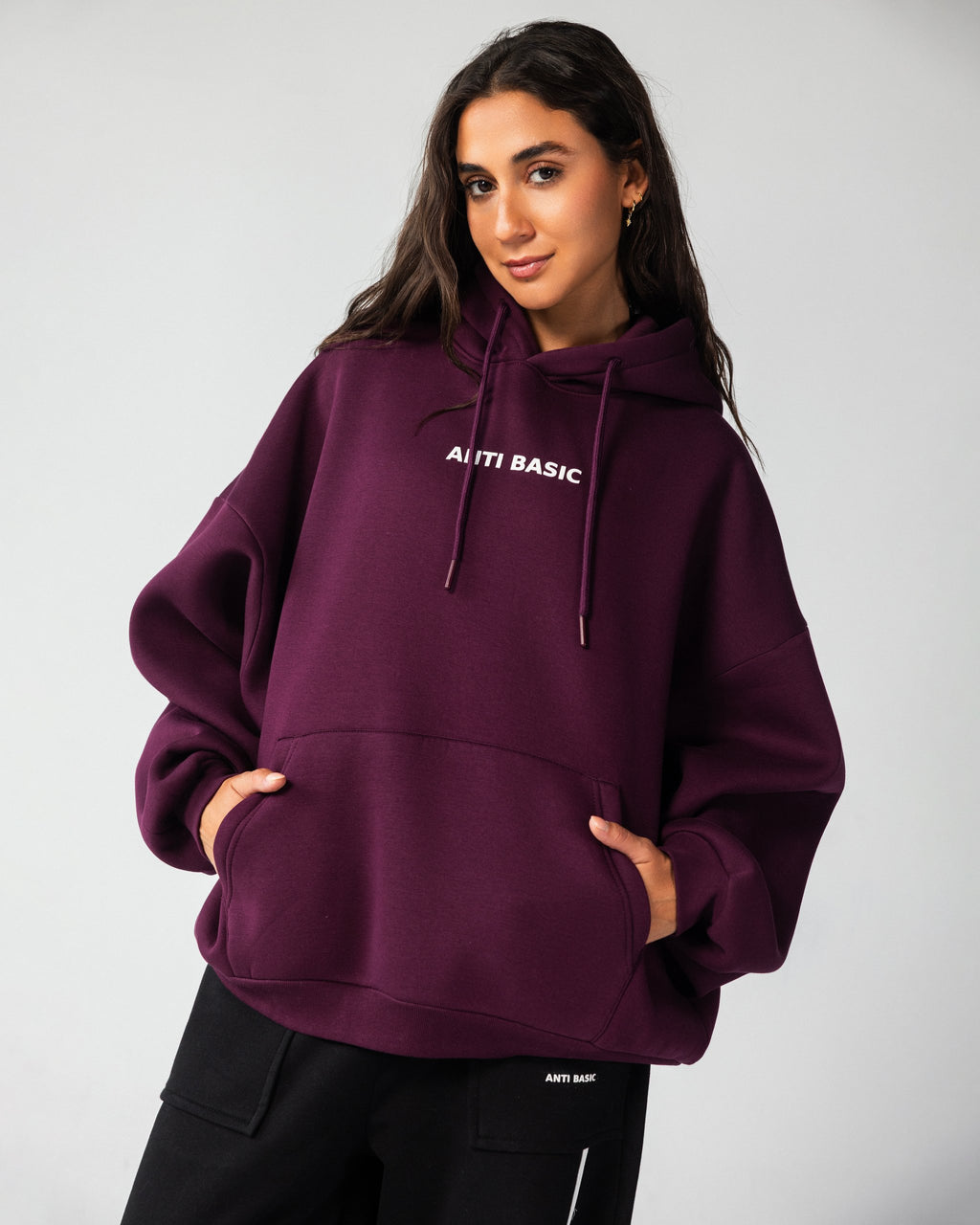 Identity – Burgundy Balloon Fit Hoodie – Burgundy – Anti Basic streetwear Egypt (photo 2)