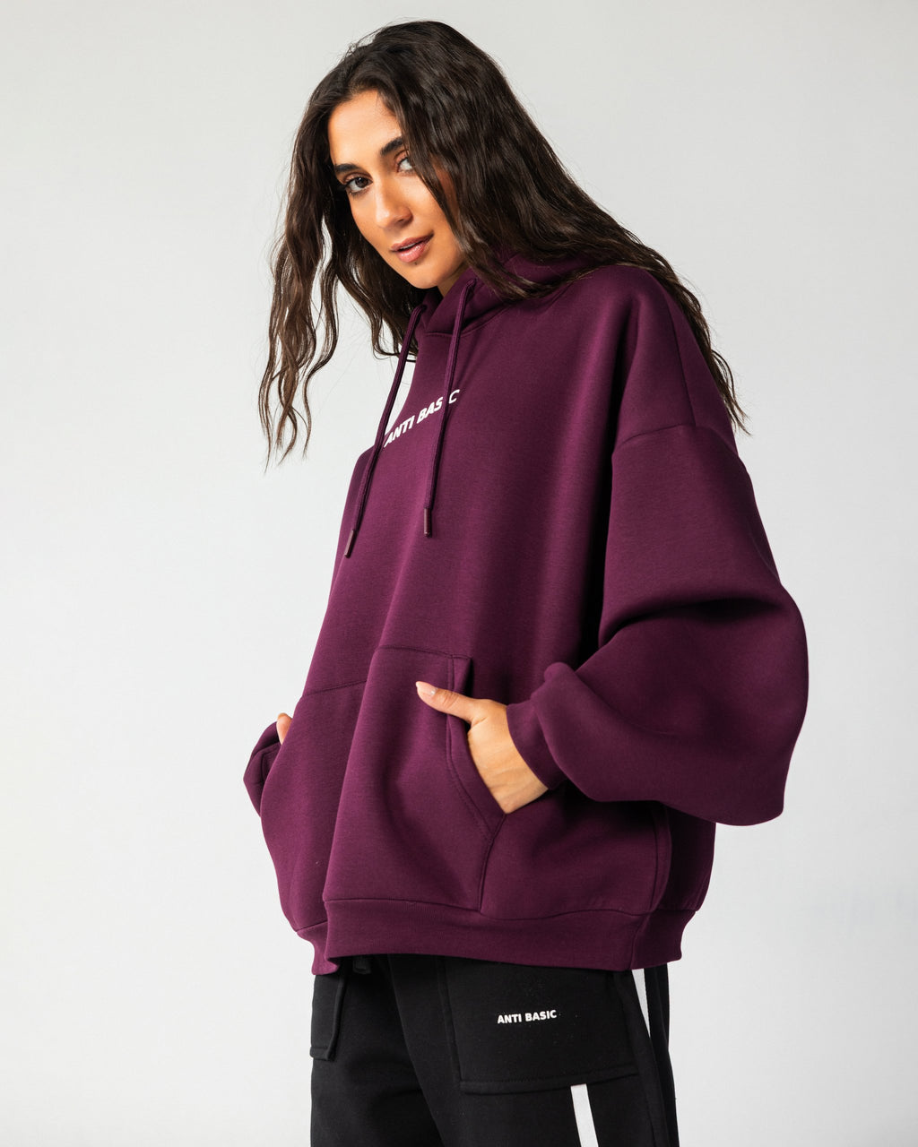 Identity – Burgundy Balloon Fit Hoodie – Burgundy – Anti Basic streetwear Egypt (photo 3)