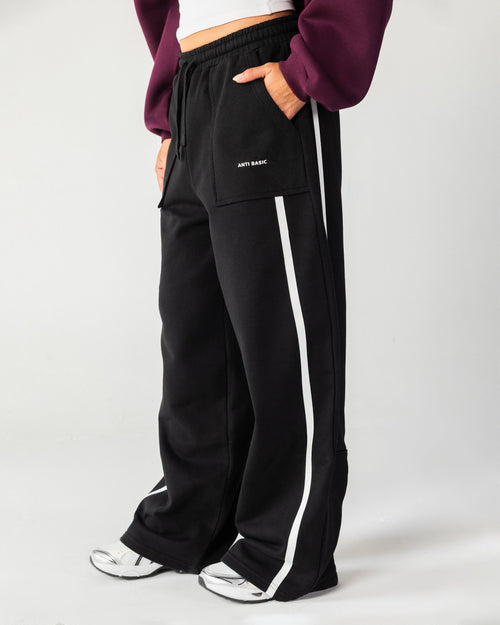 Statement Wide Leg Sweatpants – Black – Anti Basic streetwear Egypt (photo 3)