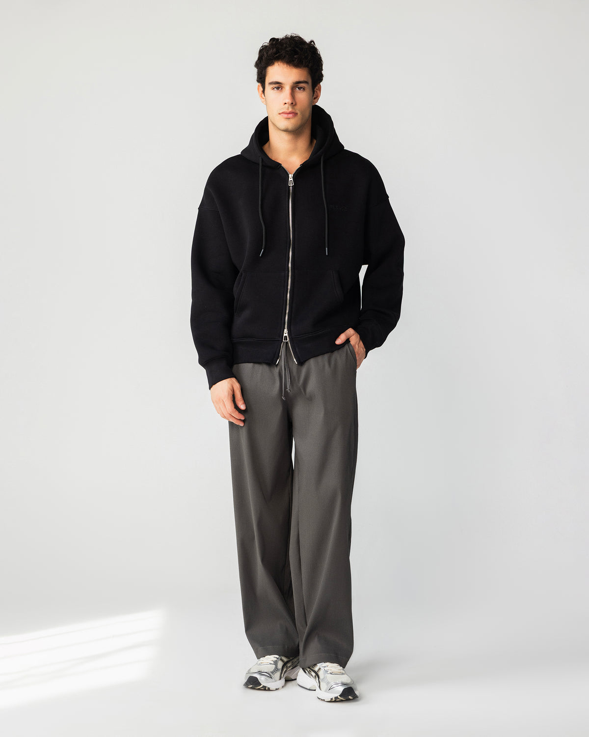 Textured Wide Leg Pants – Gray – Anti Basic streetwear Egypt (photo 1)