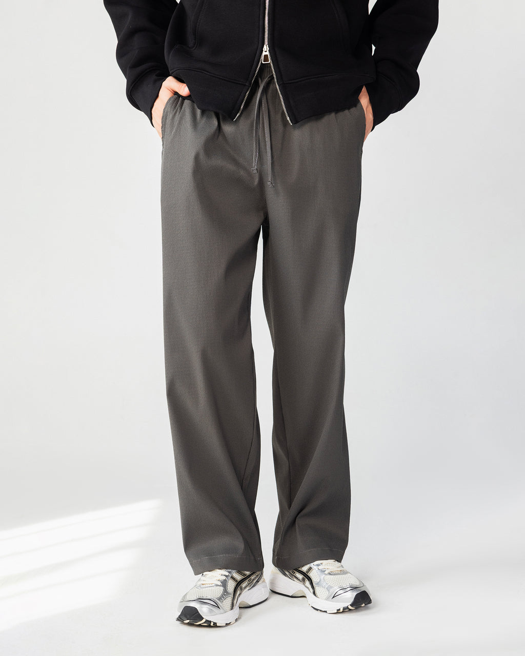 Textured Wide Leg Pants – Gray – Anti Basic streetwear Egypt (photo 3)