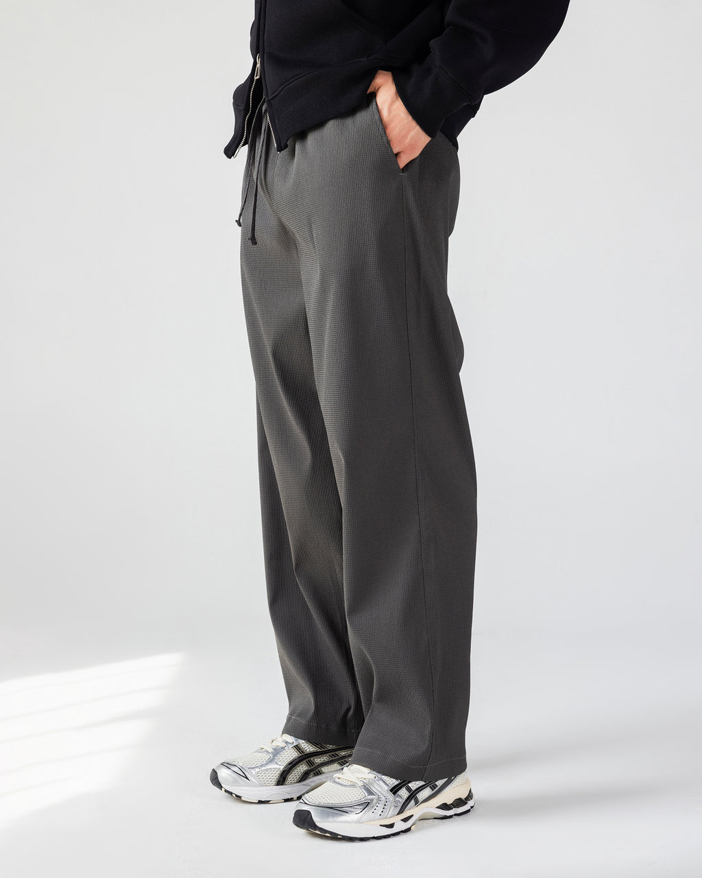 Textured Wide Leg Pants – Gray – Anti Basic streetwear Egypt (photo 4)