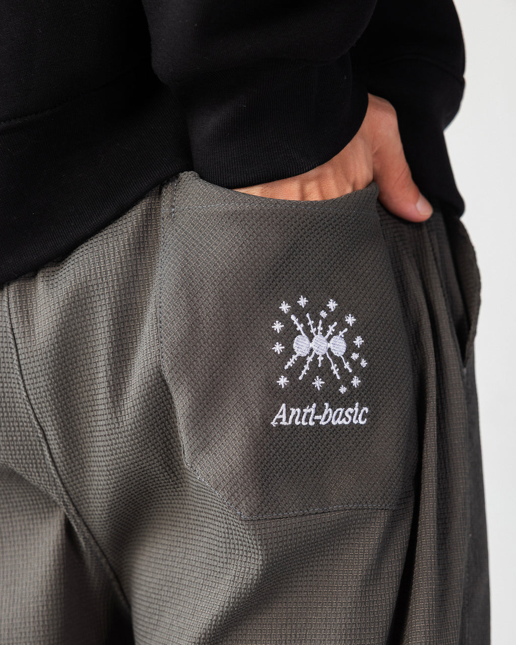 Textured Wide Leg Pants – Gray – Anti Basic streetwear Egypt (photo 6)