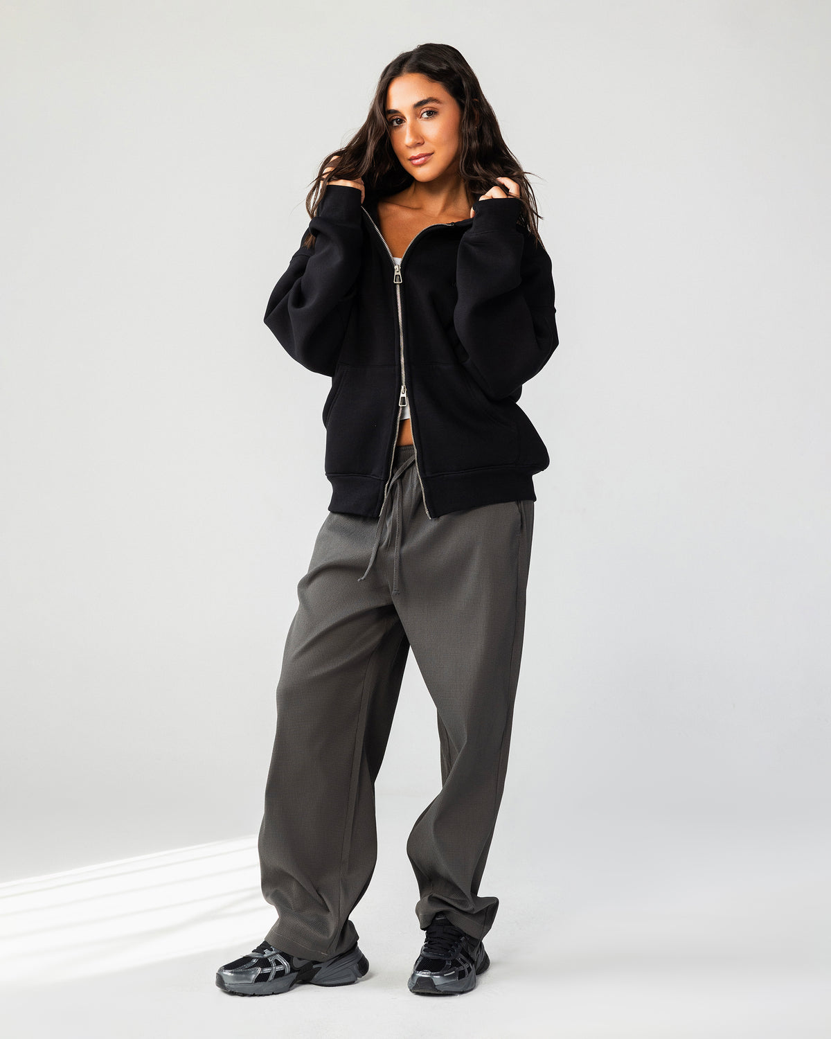 Textured Wide Leg Pants – Gray – Anti Basic streetwear Egypt (photo 8)
